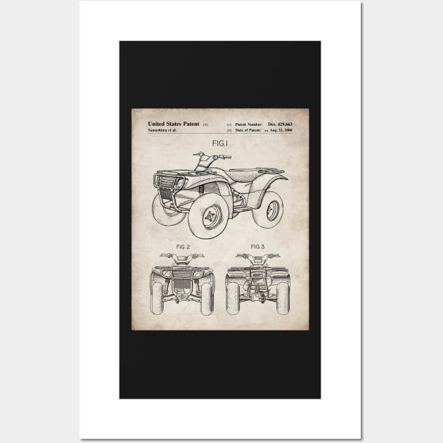 ATV Quad Bike Patent - Off-Roader Motorsports Fan Art - Antique Wall Art by patentpress